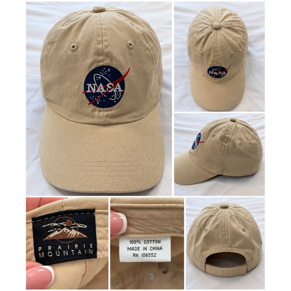Prairie Mountain NASA Embroidered Dad Hat Tan Khaki Cotton Baseball Cap Hat